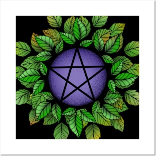 Leafy Purple Pentagram Posters and Art